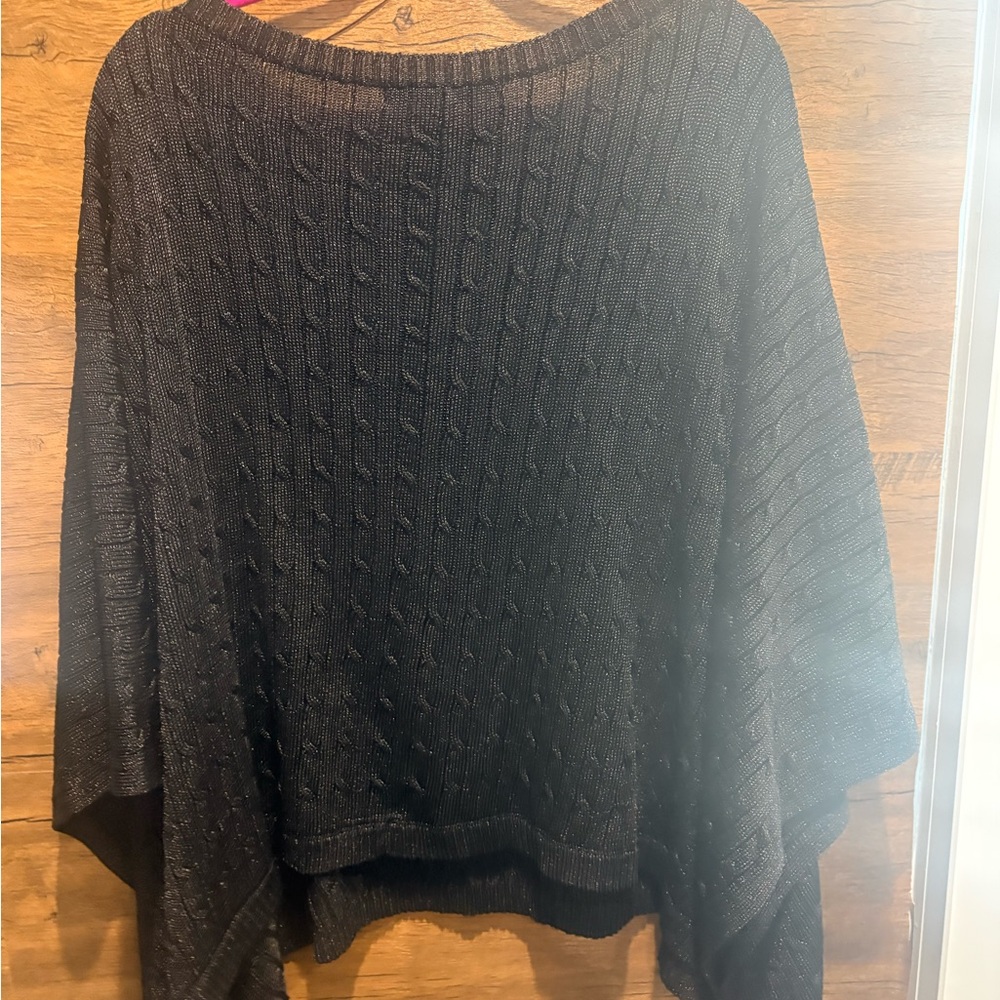 Ralph Lauren Black Cable Knit Poncho - Picture 7 of 7